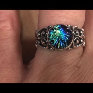 One-of-a-kind glass and sterling silver ring